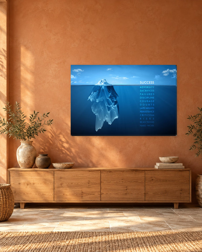 Motivational Iceberg Canvas Wall Art - Success Above, Hard Work Below - Gallery Canvas - 38mm / 48 x 32 / Unframed preview