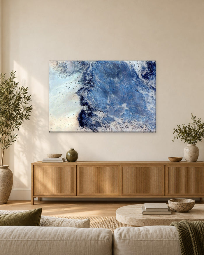 Abstract Desert Canvas Wall Art - Blue Stone Head Aerial Photography, Africa - Gallery Canvas - 38mm / 48 x 32 / Unframed preview