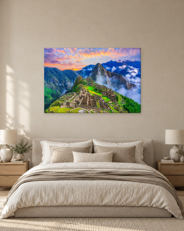 Machu Picchu Canvas Wall Art - Lost Inca City Above the Clouds, Cusco, Peru - Gallery Canvas - 38mm / 48 x 32 / Unframed preview