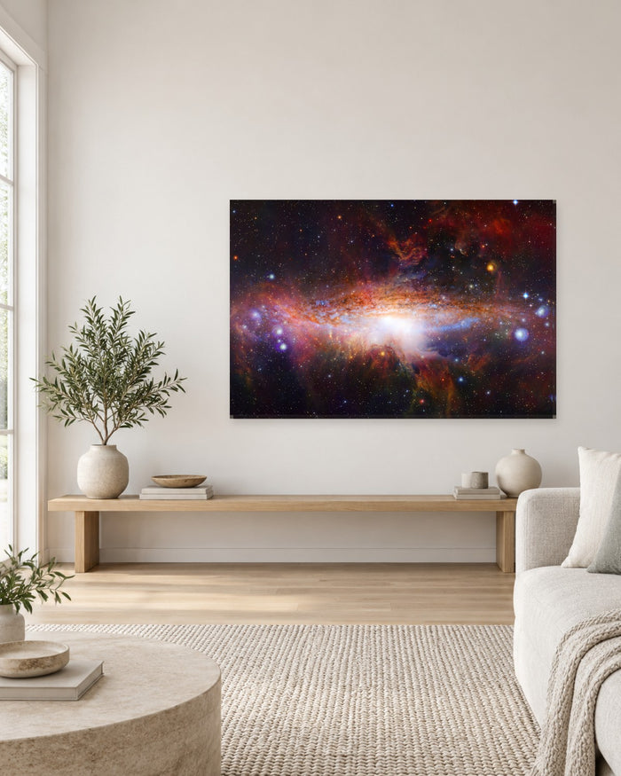Galaxy Canvas Wall Art - Outer Space Nebula with Bright Stars and Glowing Core - Gallery Canvas - 38mm / 48 x 32 / Unframed preview