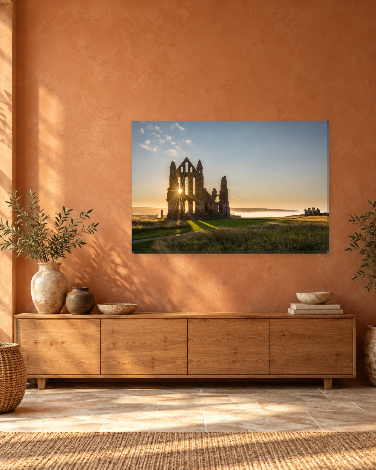 Whitby Abbey Canvas Wall Art - Gothic Ruins at Sunrise, North Yorkshire - Gallery Canvas - 38mm / 48 x 32 / Unframed preview