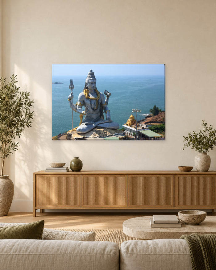 Lord Shiva Statue Canvas Wall Art - Murudeshwar Temple by the Arabian Sea - Gallery Canvas - 38mm / 48 x 32 / Unframed preview