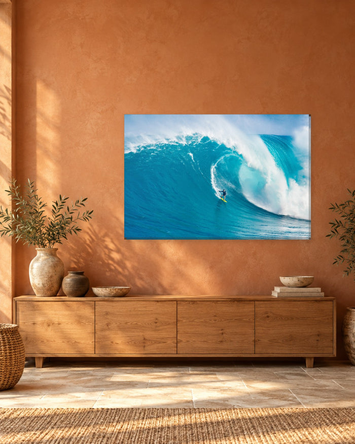 Surfer Big Wave Canvas Wall Art - Surfing a Giant Turquoise Wave - Gallery Canvas - 38mm / 48 x 32 / Unframed preview