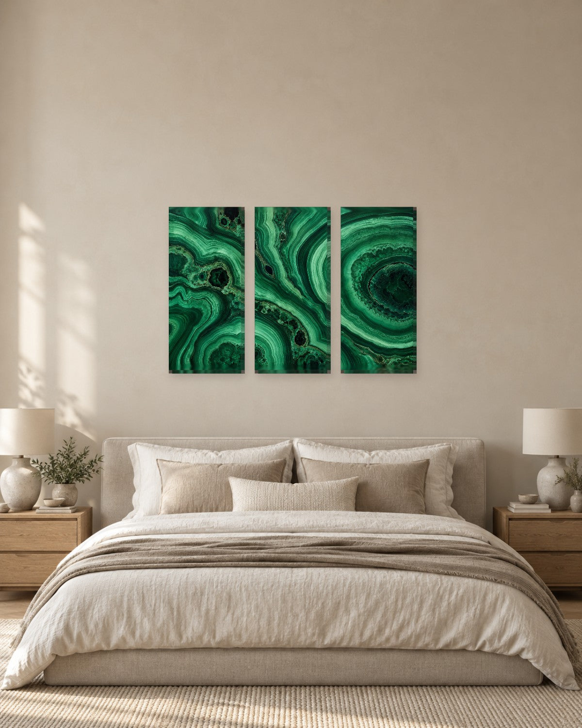 Malachite Wall Art - Swirling Rings of Emerald and Jade Green Stone, Deep Green Gemstone Canvas - Gallery Canvas - 38mm / 48 x 32 / Unframed preview