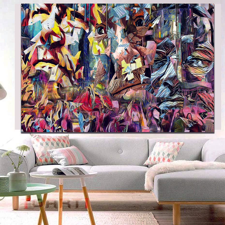 Abstract Mosaic Faces Canvas Wall Art - | MyCanvases