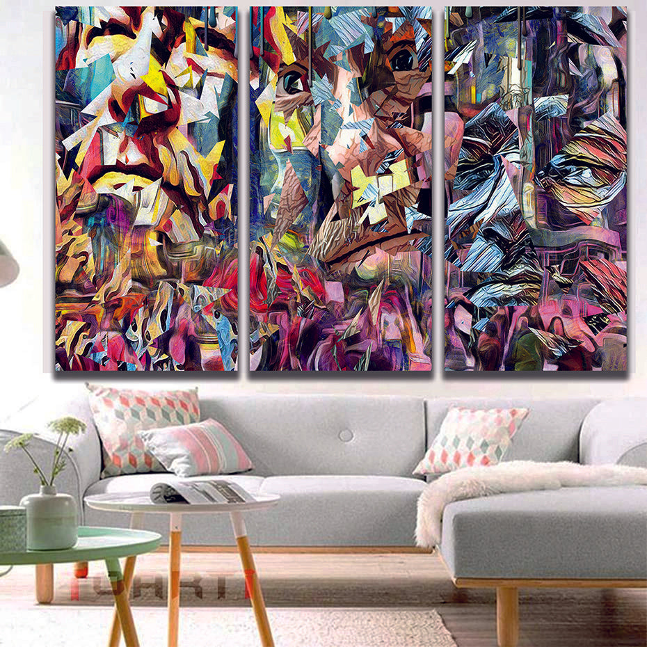 Abstract Mosaic Faces Canvas Wall Art