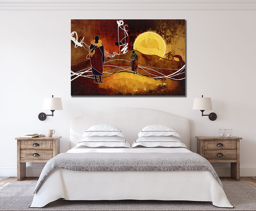 African Ethnic Retro vintage Illustration Canvas Wall Art