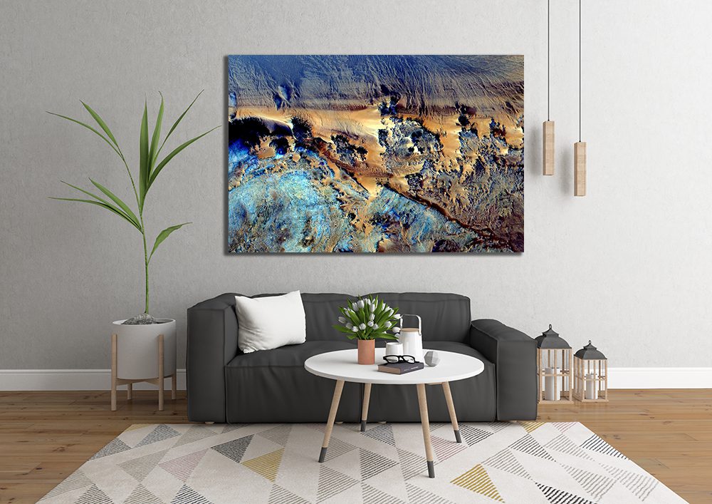 Abstract Marble Pattern Brown Blue Liquid Marble Canvas Print Wall Art