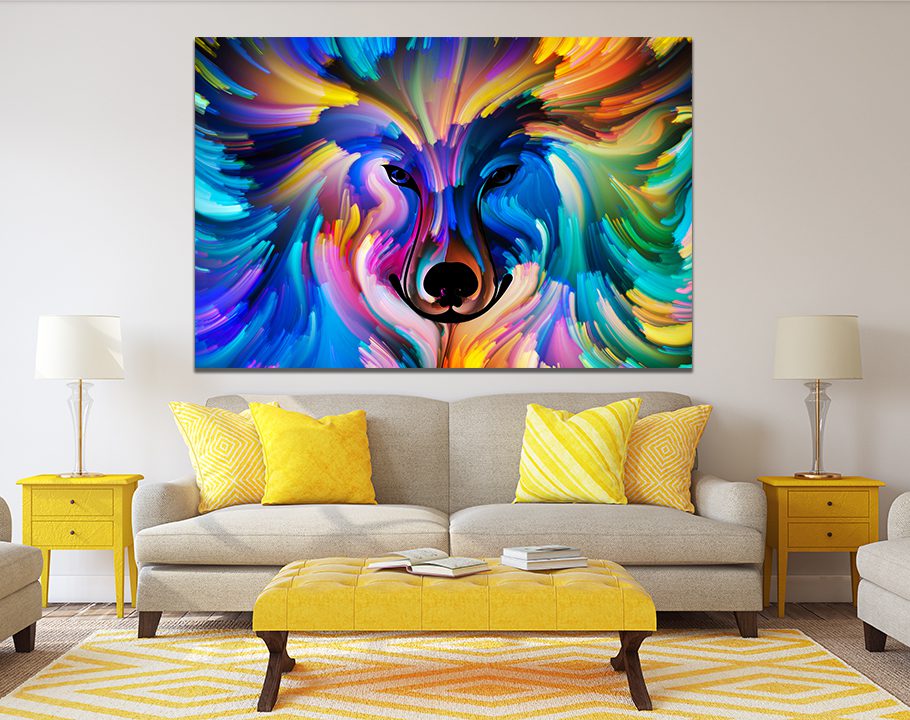 Abstract Canine Canvas Wall Art - Dog in Multicoloured Canine