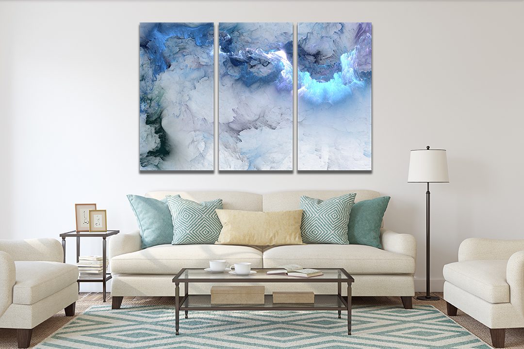 Abstract Cloud Blue & White Liquid Marble Canvas Print Wall Art