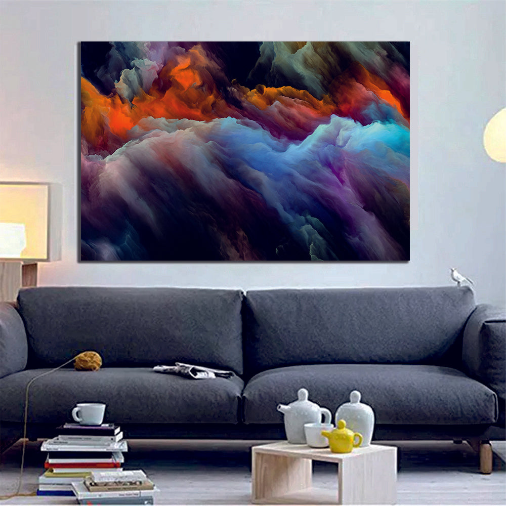 Blue Green Red Black Cloud Abstract Art Hues Gradients Wall Art Canvas