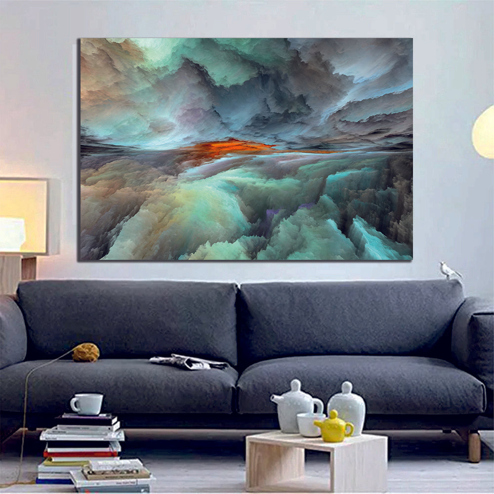 Abstract Colourful Clouds Liquid Marble Canvas Print Wall Art