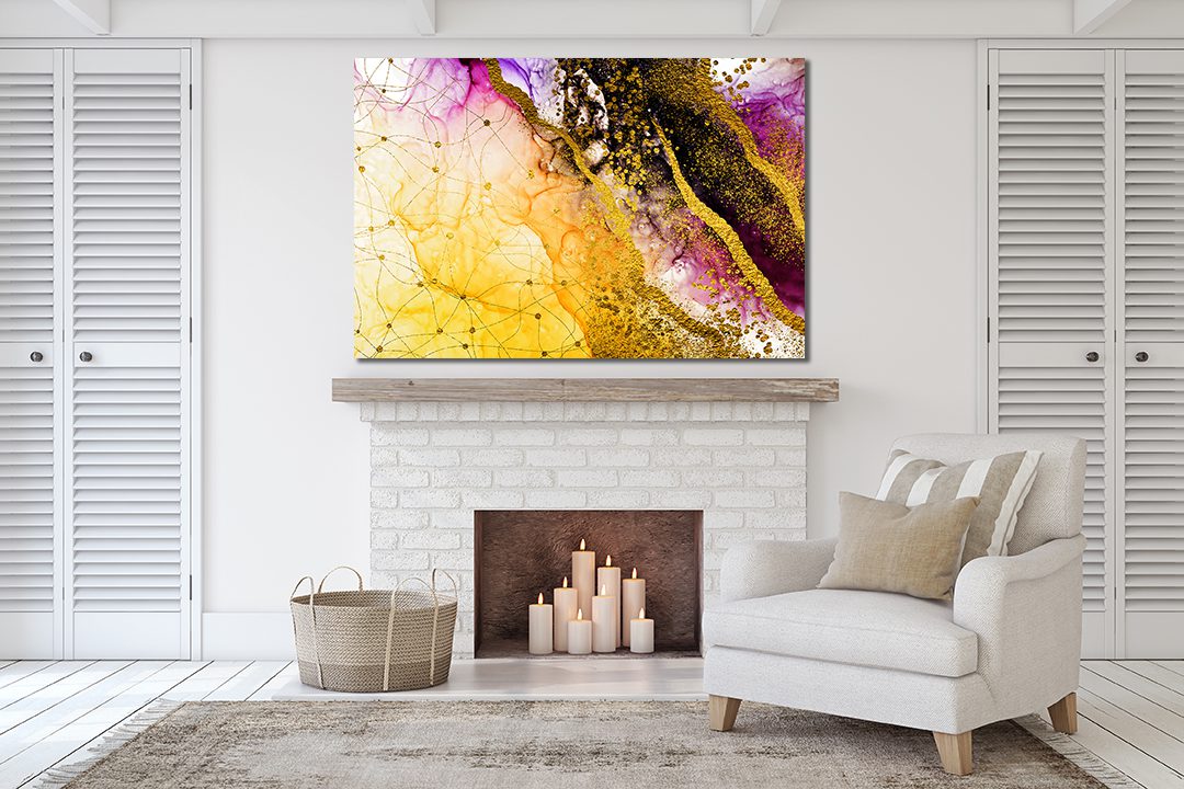 Abstract Marble Gold Pink Liquid Marble Canvas Print Wall Art