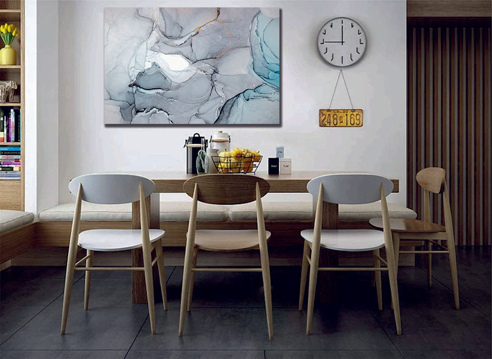 Abstract Ink Grey Liquid Marble Canvas Print Wall Art