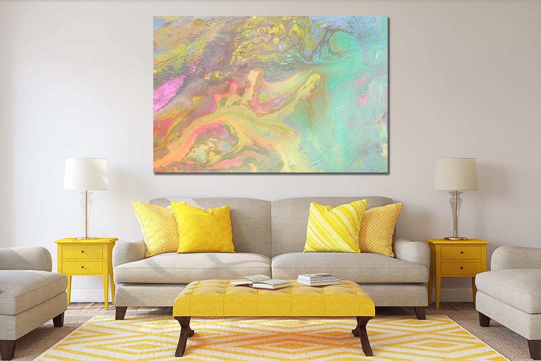 Abstract Ink Light Colours Liquid Marble Canvas Print Wall Art