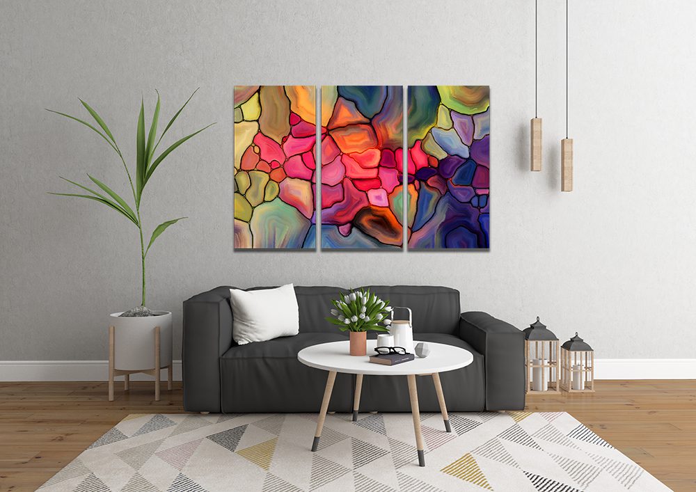 Composition of virtual stained glass fragments Canvas Print Wall Art