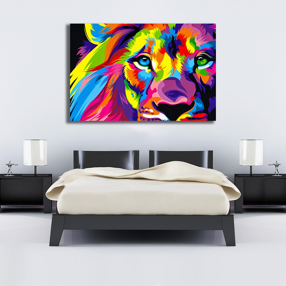 Abstract Lion Face Multicolour Canvas Print Wall Art - MyCanvases