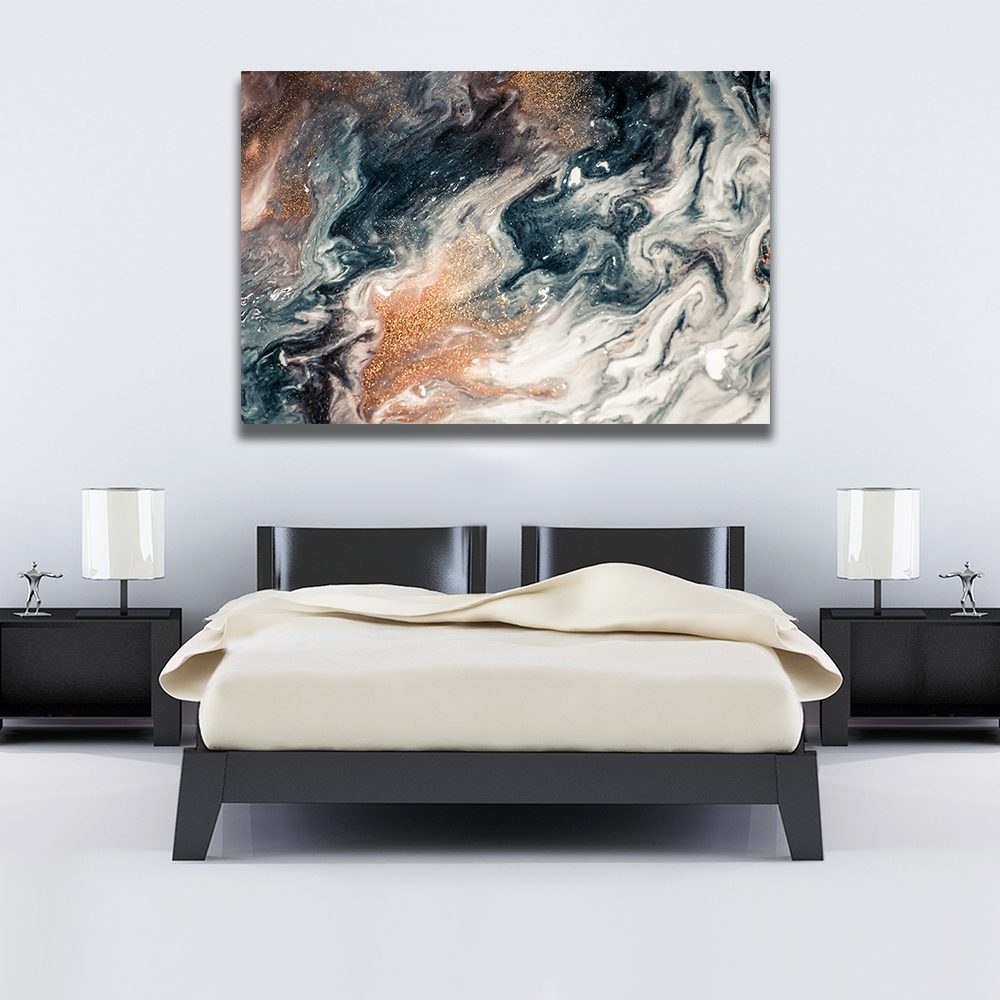 Abstract Marble Black Gold Liquid Marble Canvas Print Wall Art