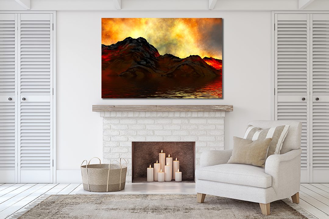 Abstract Young volcano being born Liquid Marble Canvas Print Wall Art