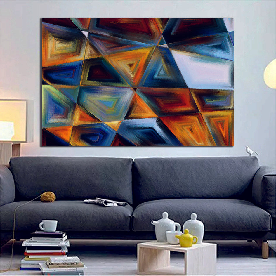 Abstract Glass Watercolour Orange Blue Green Canvas Wall Art