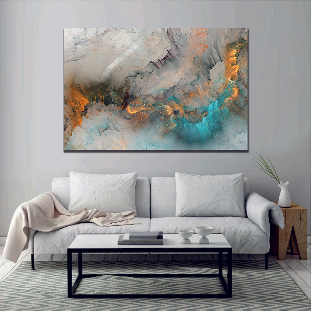 Abstract White Gold Blue Canvas Wall Art - MyCanvases