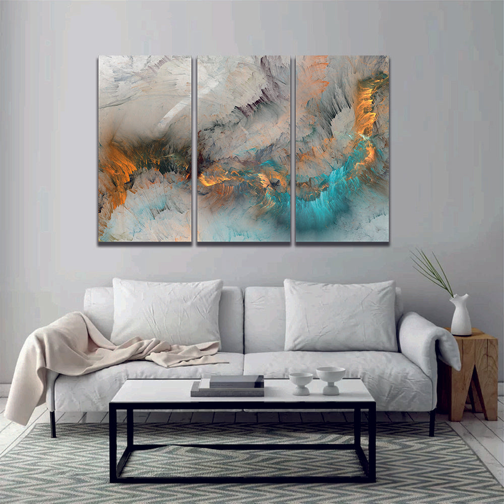 Abstract White Gold Blue Canvas Wall Art