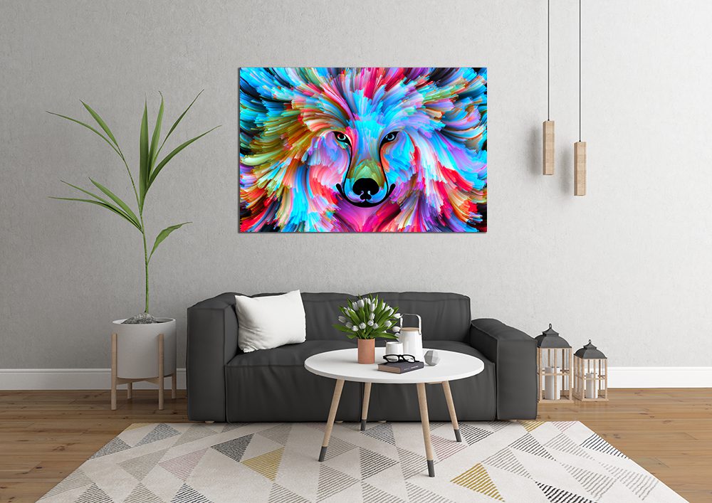 Abstract Wolf Canvas Wall Art - Multicolour | MyCanvases