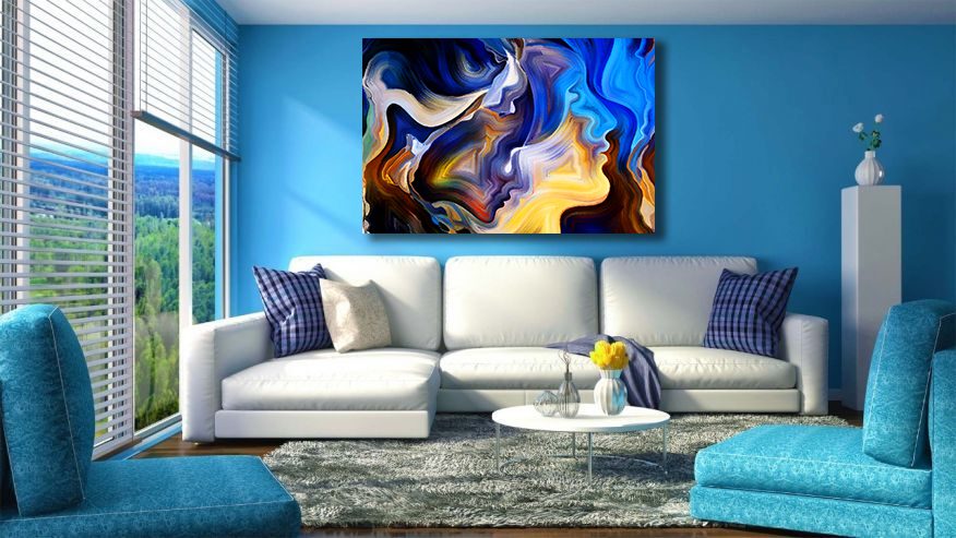 Artistic background made of colourful paint and abstract shapes, abstract art, expressionism and spirituality Liquid Marble Canvas Print Wall Art