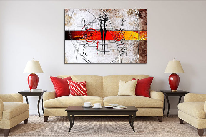 Abstract African Ethnic Retro Vintage Illustration Canvas Print Wall Art