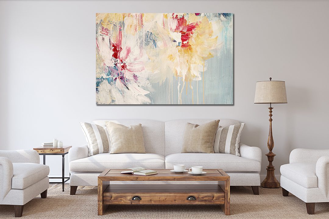 Abstract flowers painting Liquid Marble Canvas Print Wall Art