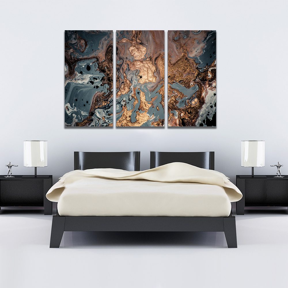 Abstract Ink Luxury Golden Liquid Marble Canvas Print Wall Art