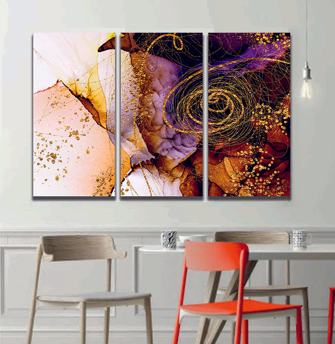 Abstract Golden Swirls Liquid Marble Canvas Print Wall Art