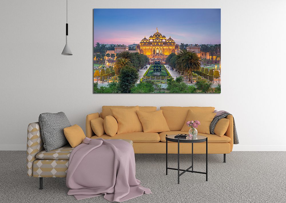 Akshardham Temple Night, Delhi, India Canvas Wall Art