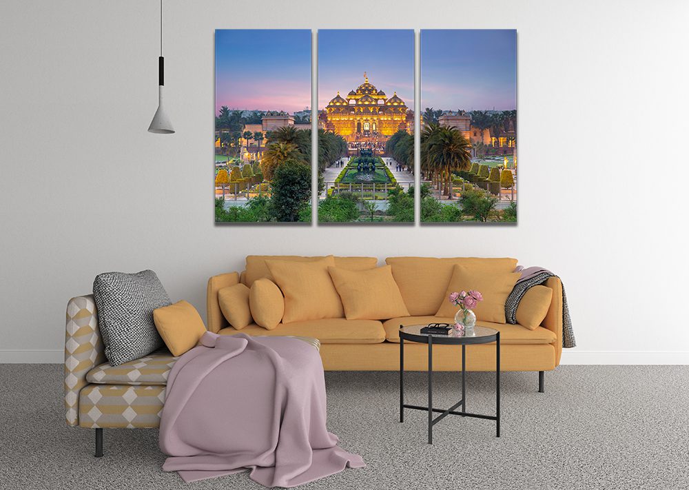 Akshardham Temple Night, Delhi, India Canvas Wall Art