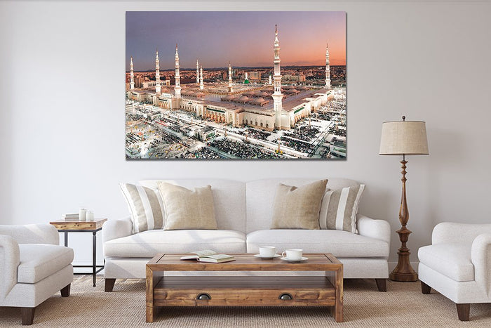 Al-Masjid an-Nabawi Canvas Wall Art - Muslim Religious Architecture