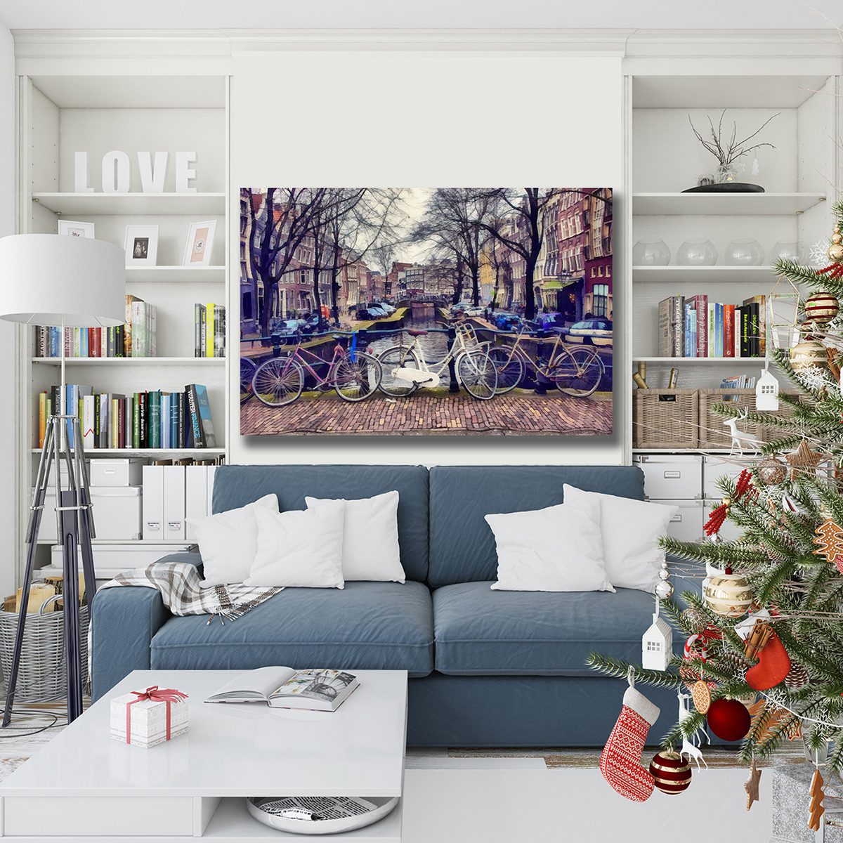 Amsterdam Canal View Canvas Print Wall Art