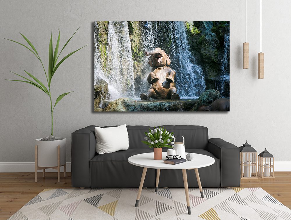 Elephant Canvas Wall Art - Baby Elephant Waterfall | My Canvases