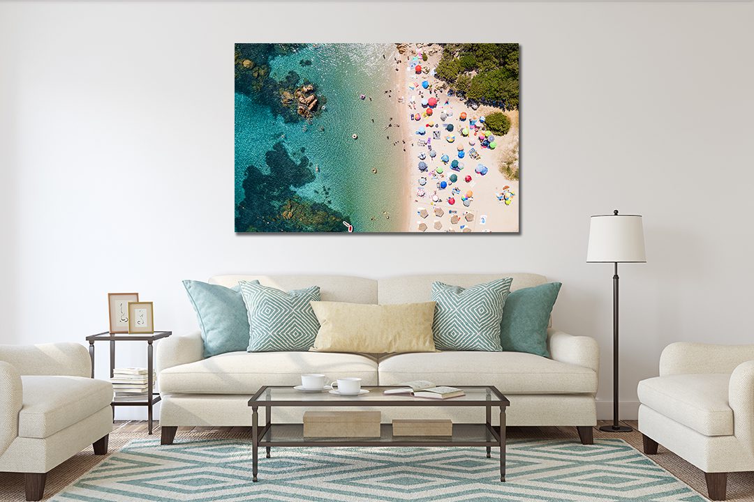 Emerald Transparent Mediterranean Sea White Beach Umbrellas Costa Smeralda Sardi - | My Canvas