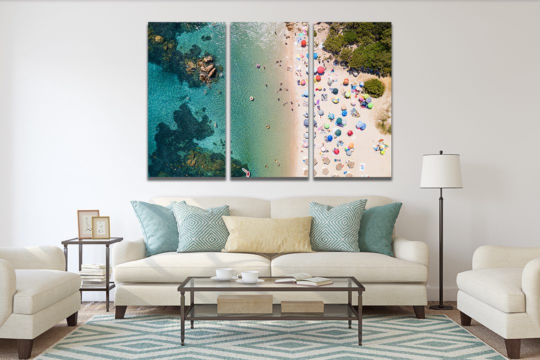 Emerald Transparent Mediterranean Sea White Beach Umbrellas Costa Smeralda Sardinia Italy Canvas