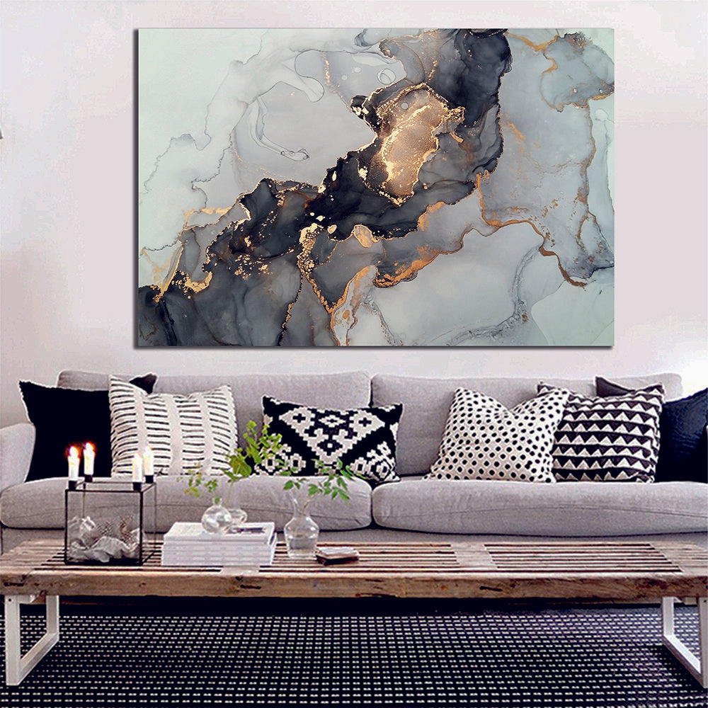 Black & White Marble Effect Canvas Print