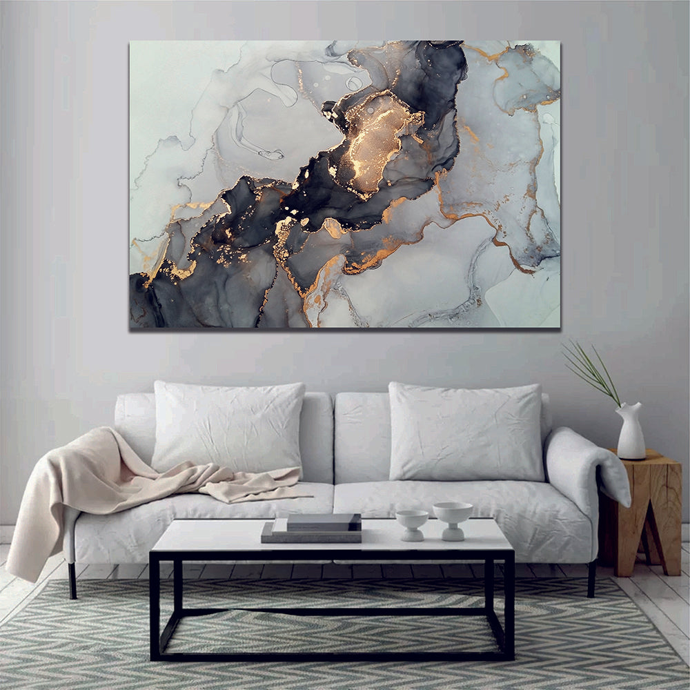 Black & White Marble Effect Canvas Print