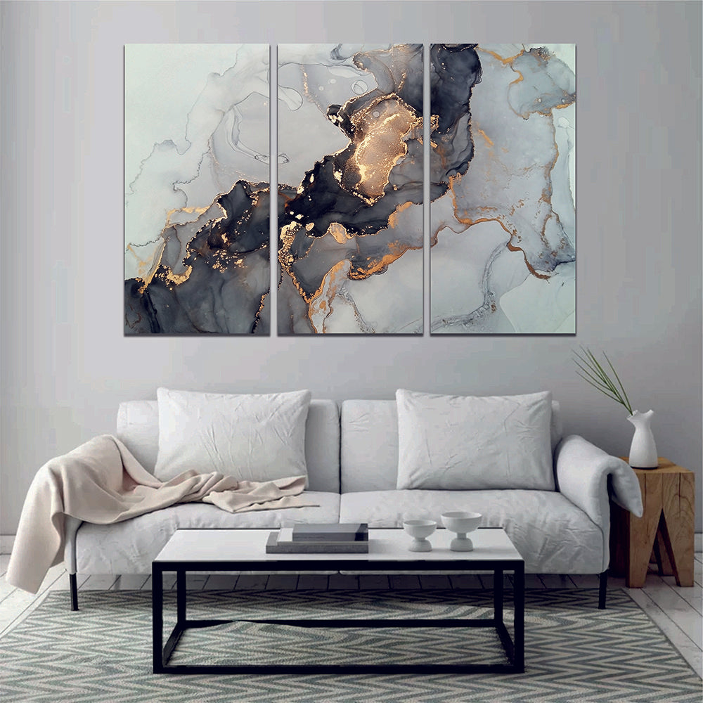 Black & White Marble Effect Canvas Print