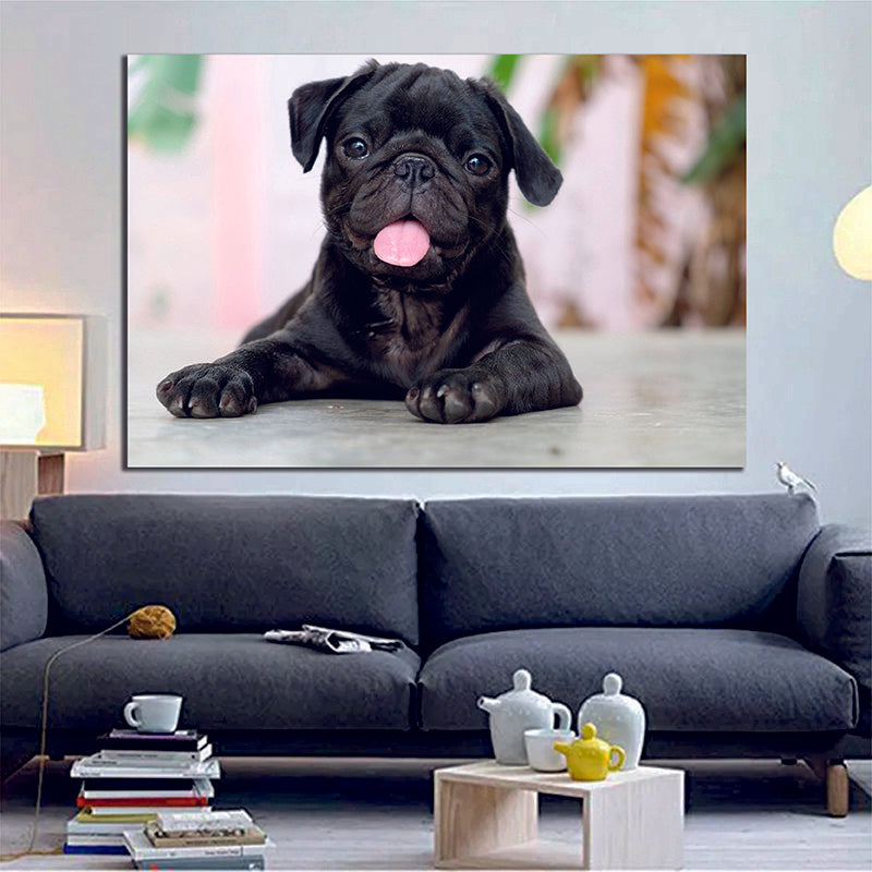 Black Puppy Pug Dog Canvas Wall Art - | MyCanvases