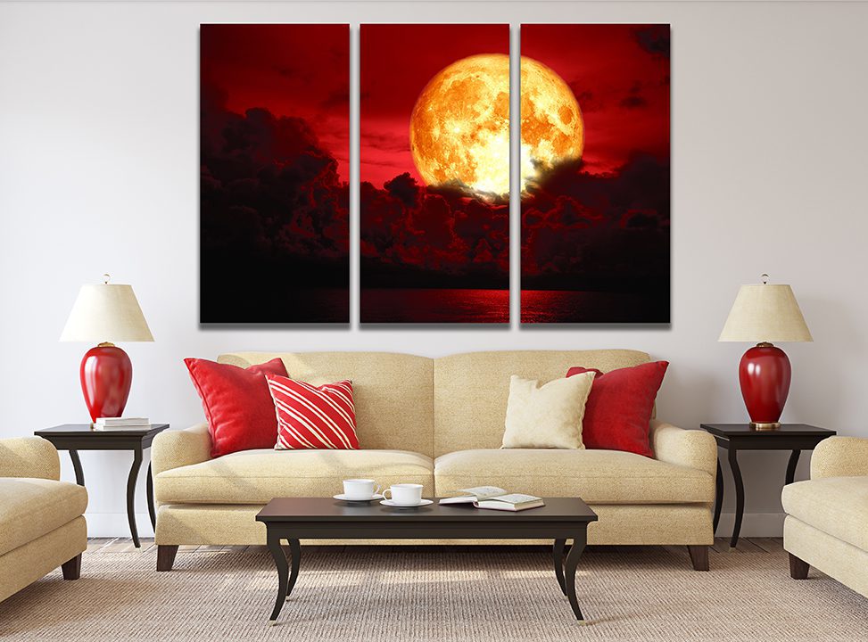 Abstract Blood Moon Canvas Wall Art