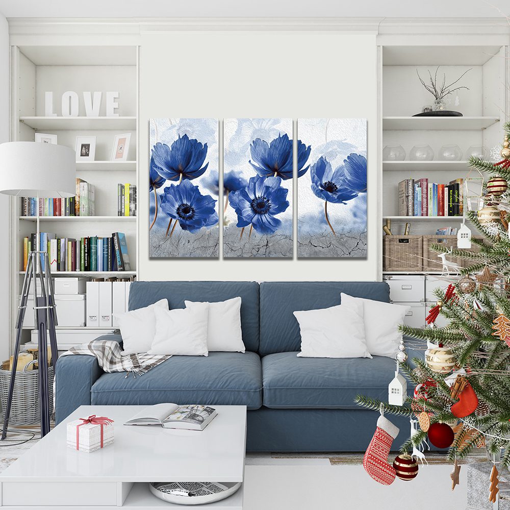 Blue Flower Oil Painting Canvas Print Wall Art