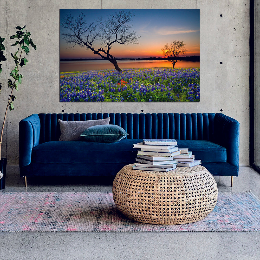 Bluebell Field Lake Canvas Wall Print - | MyCanvases