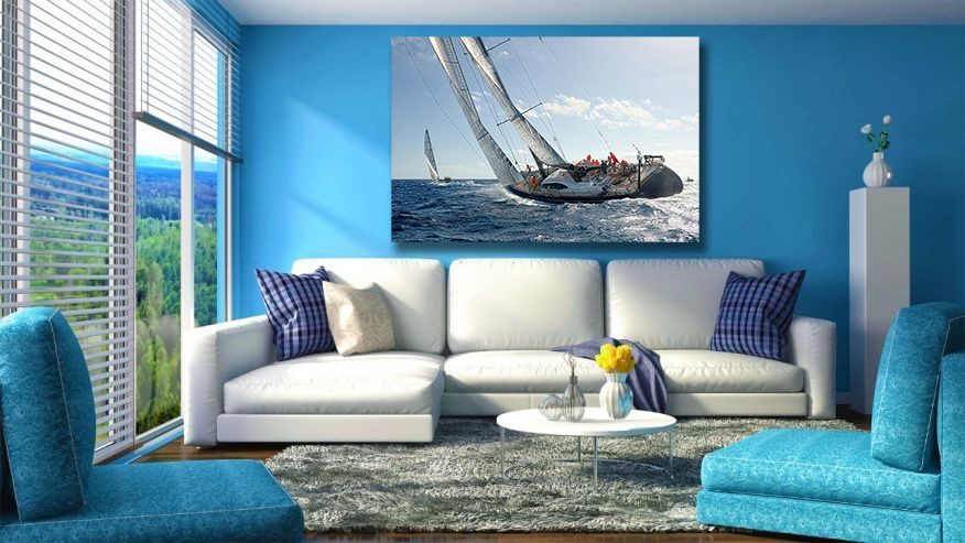 Sailing Yacht in Sea Canvas Wall Art - Yacht Wall Art