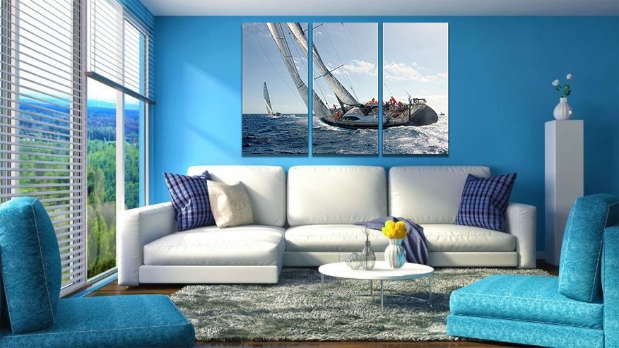 Sailing Yacht in Sea Canvas Wall Art