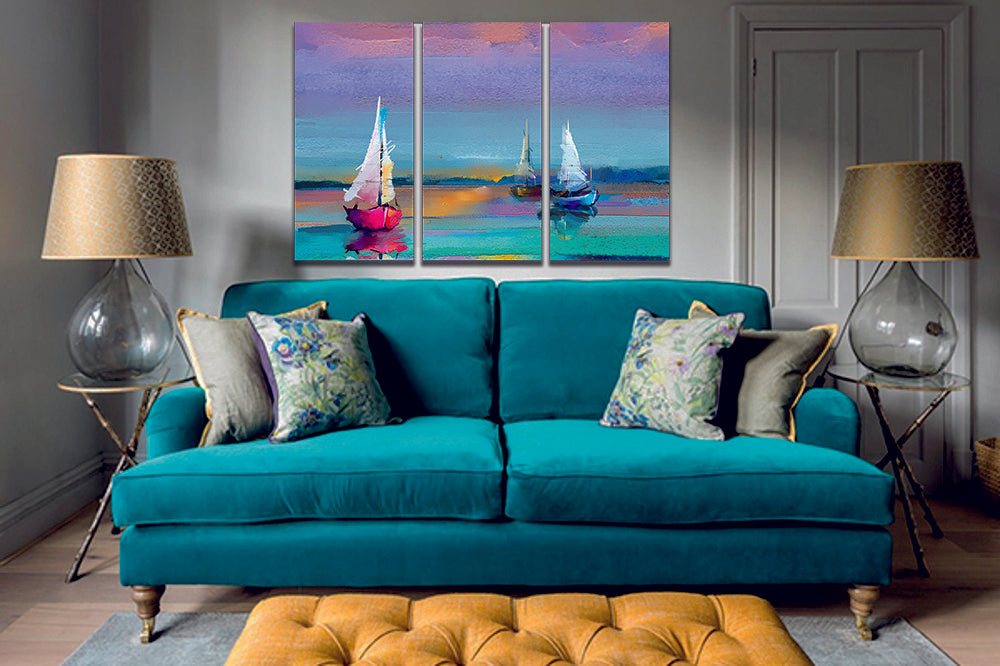 Abstract Art Oil Painting Boat Sail Sea Canvas Print