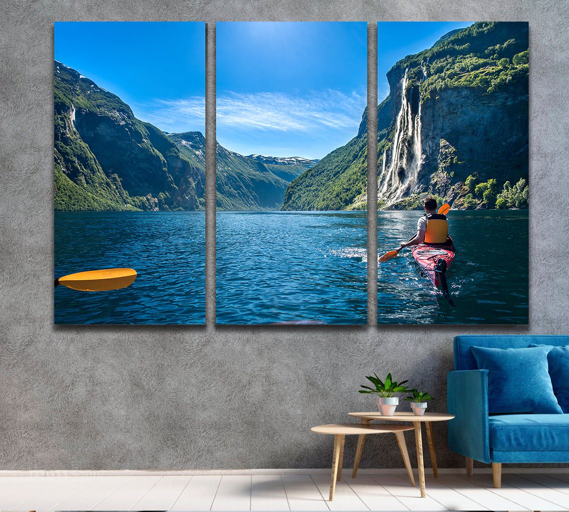 Canoe Isolation Mountain Canvas Wall Art